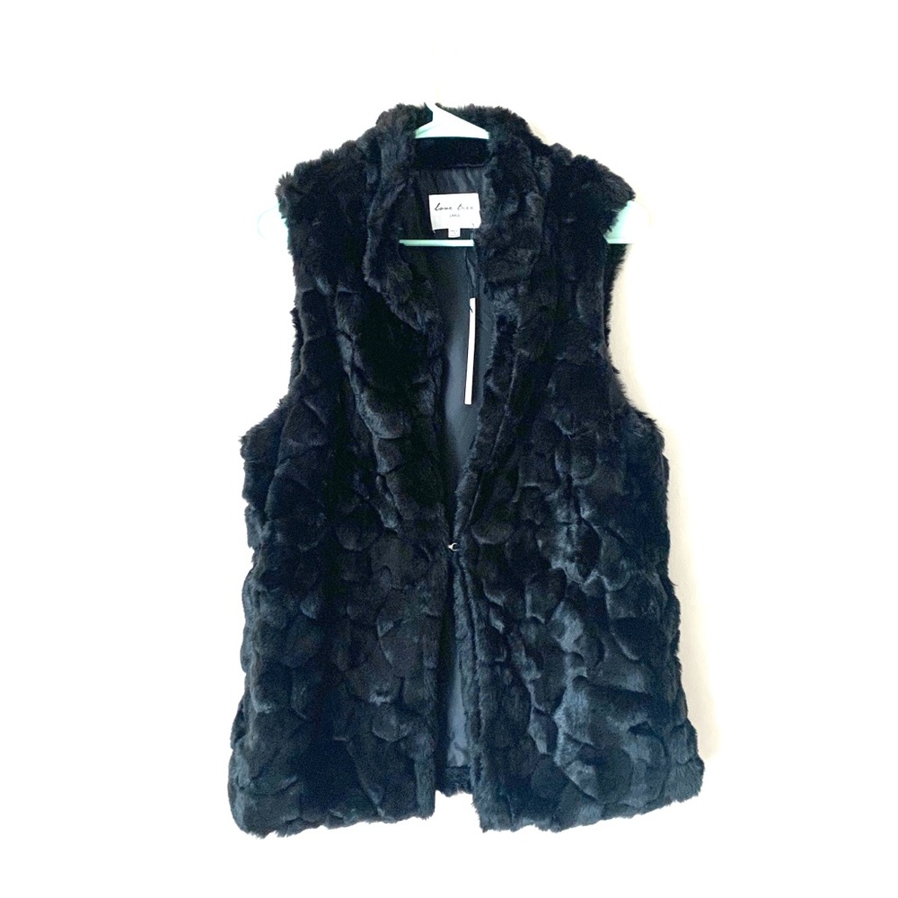 Fuzzy black faux fur vest